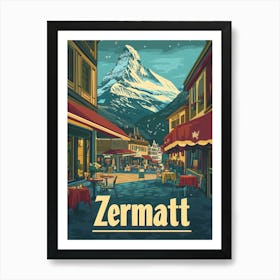 Aihrgdesign A Retro Travel Poster For Zermatt 4 Art Print