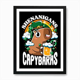 Shenanigans Capybaras Art Print