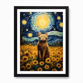 Starry Night Cat 1 Art Print