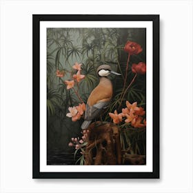 Dark And Moody Botanical Duck 1 Art Print