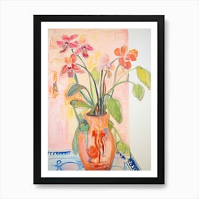 Flower Painting Fauvist Style Monkey Orchid 2 Art Print