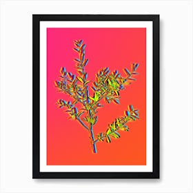 Neon Myrtle Dahoon Branch Botanical in Hot Pink and Electric Blue n.0008 Art Print