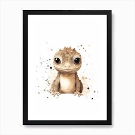 Watercolour Jungle Animal Baby Komodo Dragon 4 Art Print