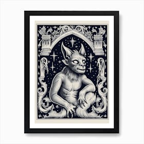 Gargoyle Tarot Card B&W Art Print