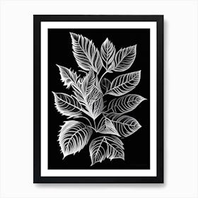 Tulsi Leaf Linocut 1 Art Print