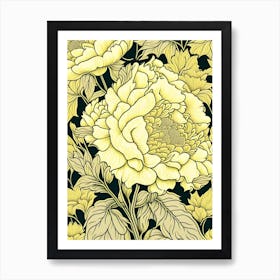 Monsieur Jules Elie Peonies Yellow 2 Drawing Poster