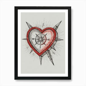 Heart Compass Tattoo 1 Art Print