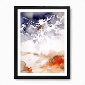 Watercolour Abstract White And Orange 5 Art Print