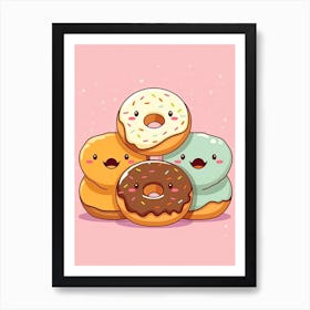 Cute Donuts Singing Art Print