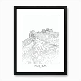 Pikes Peak Usa Line Drawing 3 Poster Art Print