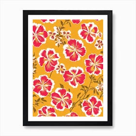 Hibiscus Floral Print Warm Tones2 Flower Art Print