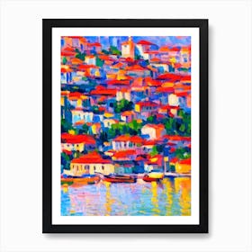 Port Of Rijeka Croatia Brushwork Painting harbour Art Print