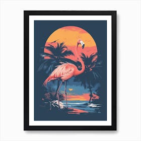 Greater Flamingo Tanzania Tropical Illustration 3 Art Print