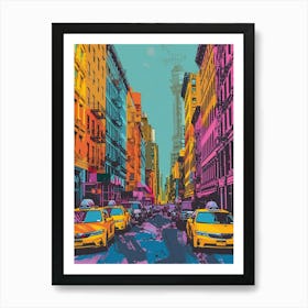 Soho South Of Houston Street New York Colourful Silkscreen Illustration 1 Art Print