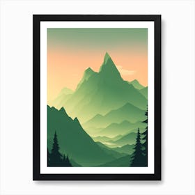 Misty Mountains Vertical Composition In Green Tone 54 Art Print