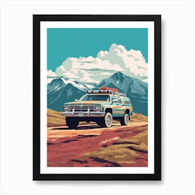 A Chevrolet Silverado In The Andean Crossing Patagonia Illustration 1 Art Print