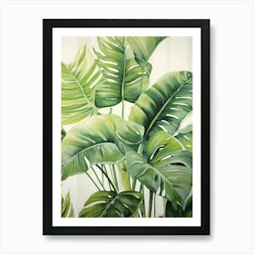 Amale0130 Tropical Leaves On A White Background In The Style Of 4f918222 E524 4b3c B85c Fac39c724104 Art Print