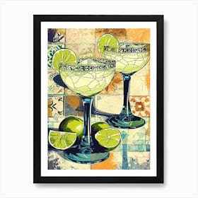 Margaritas On Mosaic Tiles Art Print