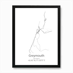 Greymouth,New Zealand Minimalist Map Art Print