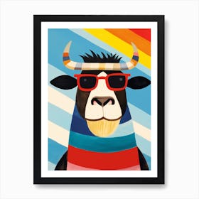 Little Bison 3 Wearing Sunglasses Art Print