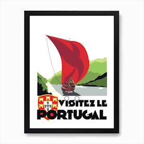 Visit Portugal, Sailing boat on a Sea Art Print