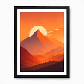 Misty Mountains Vertical Composition In Orange Tone 22 Art Print