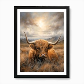 Highland Cow Chalk Style Affiche