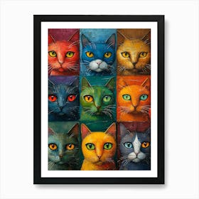 Cat Faces 1 Art Print