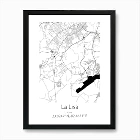 La Lisa,Cuba Minimalist Map Art Print