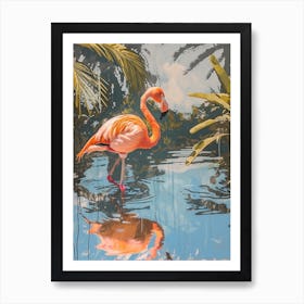 Greater Flamingo Greece Tropical Illustration 9 Art Print