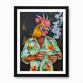 Animal Party: Crumpled Cute Critters with Cocktails and Cigars Rooster 8 Art Print