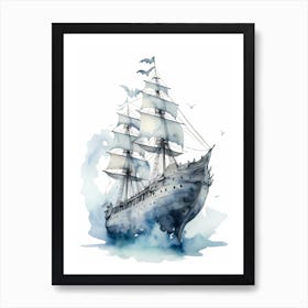 Sailing Ships Watercolor Painting (3) Art Print