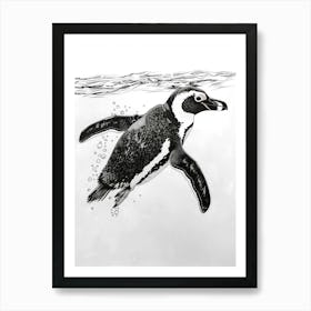 African Penguin Swimming 2 Art Print