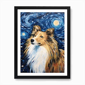 Shetland Sheepdog Starry Night Dog Portrait Art Print