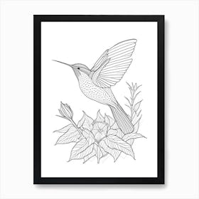 Allen S Hummingbird William Morris Line Drawing 1 Art Print