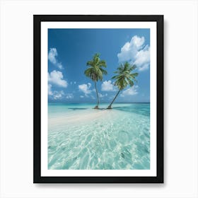 Two Palm Trees On The Beach Art Print