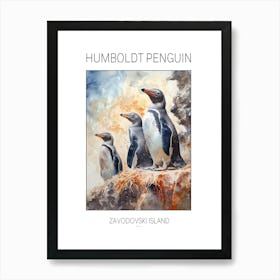 Humboldt Penguin Zavodovski Island Watercolour Painting 2 Poster Art Print