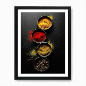 Colorful spices (Italian, Spanish cuisine) — Food kitchen poster/blackboard, photo art Art Print