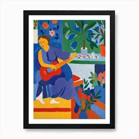 Woman Playing The Guitar Art Print