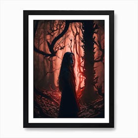 Witch Girl Alone In The Forest Art Print