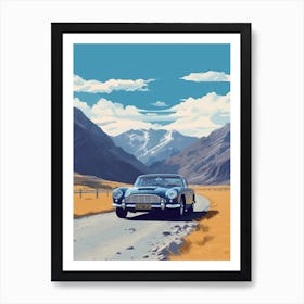 A Aston Martin Db5 In The Andean Crossing Patagonia Illustration 2 Art Print