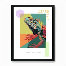 Turquoise Jamaican Iguana Abstract Modern Illustration 1 Poster Art Print