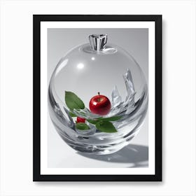 Red Apple In White Crystal 3 Affiche