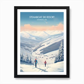 Poster Of Steamboat Ski Resort   Colorado, Usa, Ski Resort Illustration 1 Art Print