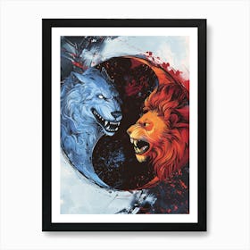 Badass Lion And Wolf 5 Art Print