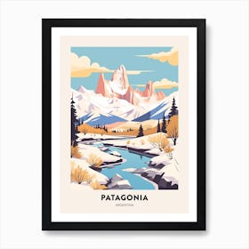 Vintage Winter Travel Poster Patagonia Argentina 4 Art Print