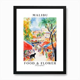 Food Market With Cats In Malibu 4 Poster Art Print