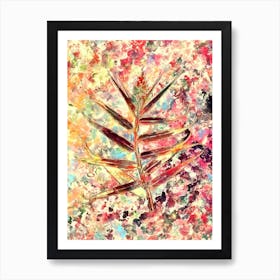 Impressionist Bush Cane Botanical Painting in Blush Pink and Gold Art Print