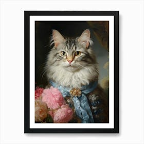 Royal Cat Portrait Rococo Style 2 Art Print