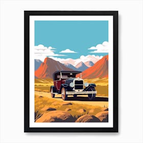 A Ford Model T Car In The Andean Crossing Patagonia Illustration 1 Art Print